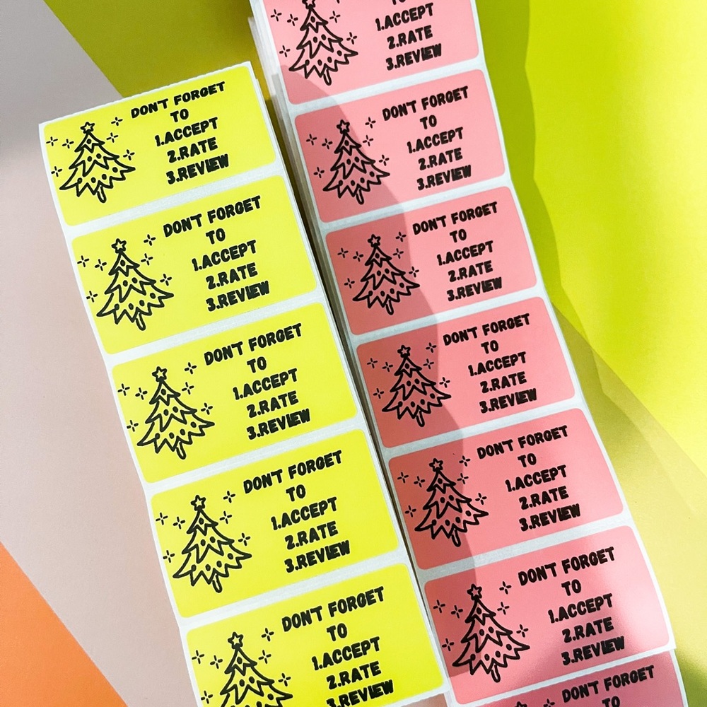 Yellow Holiday Accept Rate & Review Stickers